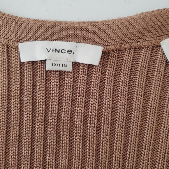 Vince Ribbed Button Front Cardigan Size 1X Long Sleeve Stretch Sweater Preppy - Picture 13 of 14